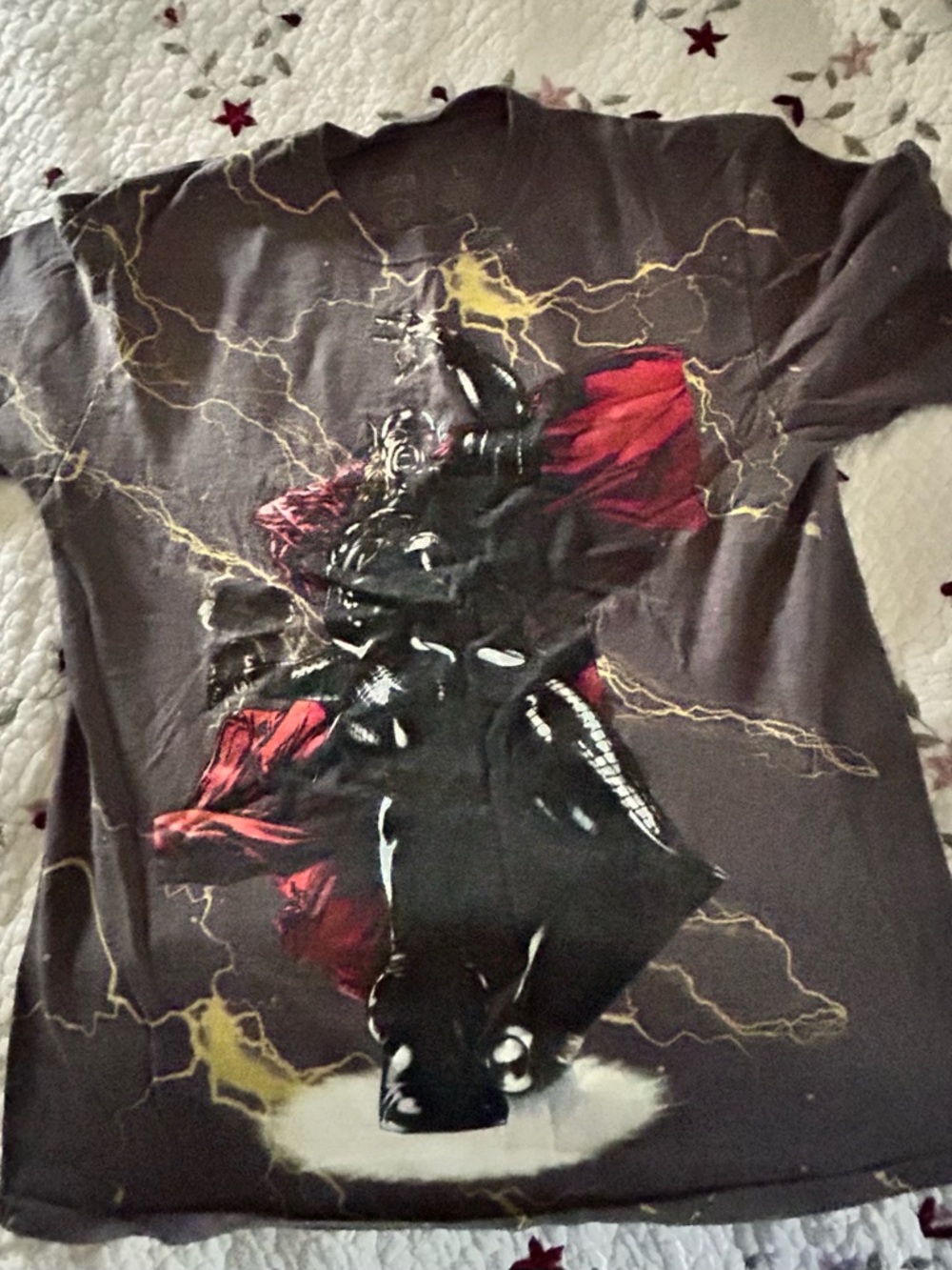 Marvel Black Tee with Yellow Lightning Graphic